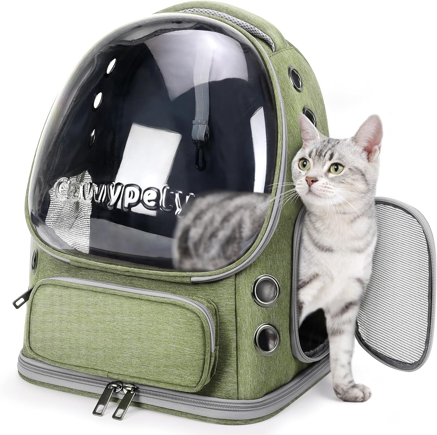Space Capsule Cat Backpack: Transparent, Double Shoulder