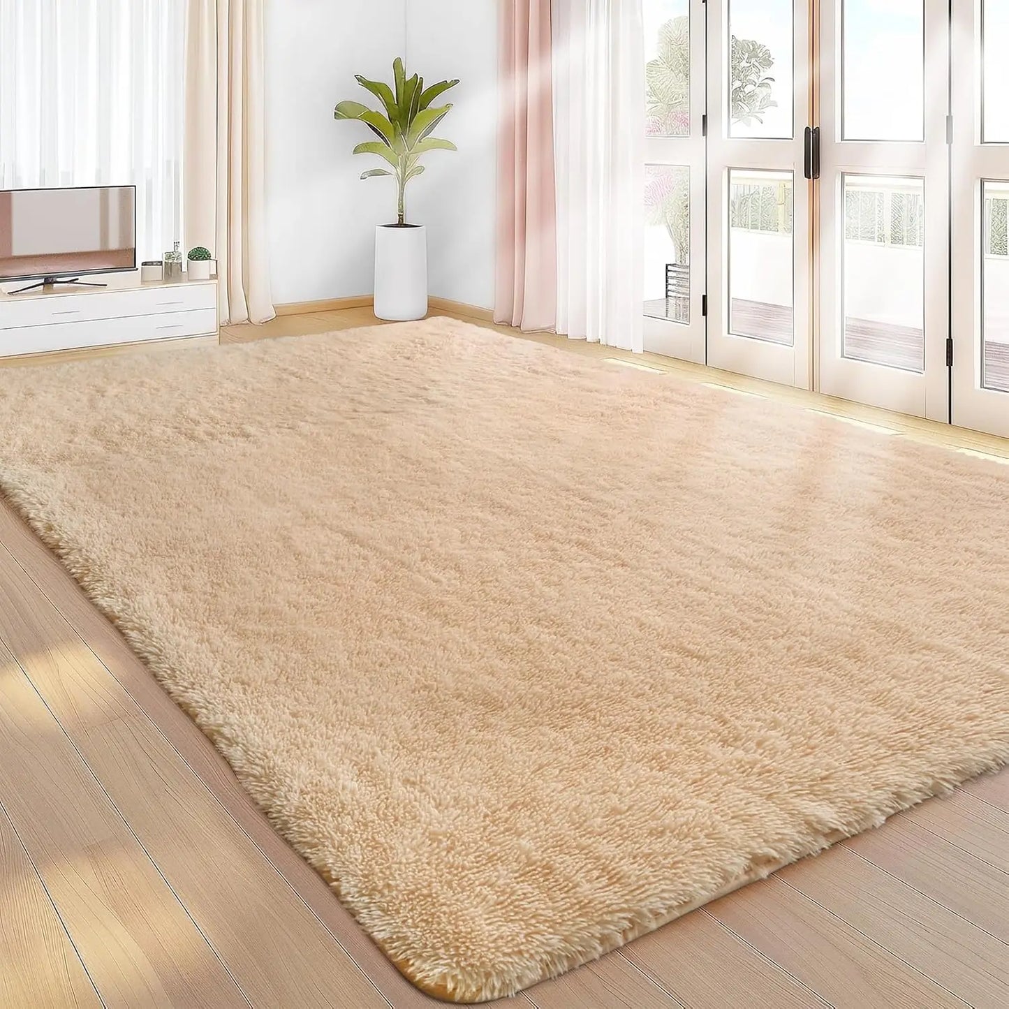 Sour Lemon Shaggy Rug - Plush, Non-Slip, Easy Clean - 3 Sizes