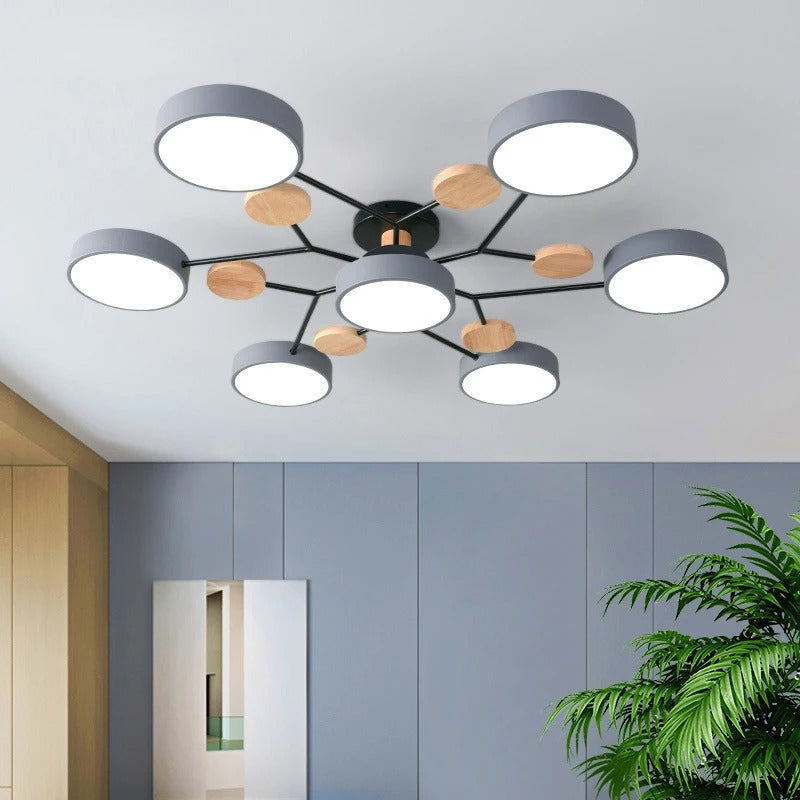 Modern Macaron Chandelier - 3-Color Dimmable LED Light