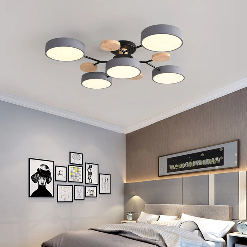 Modern Macaron Chandelier - 3-Color Dimmable LED Light
