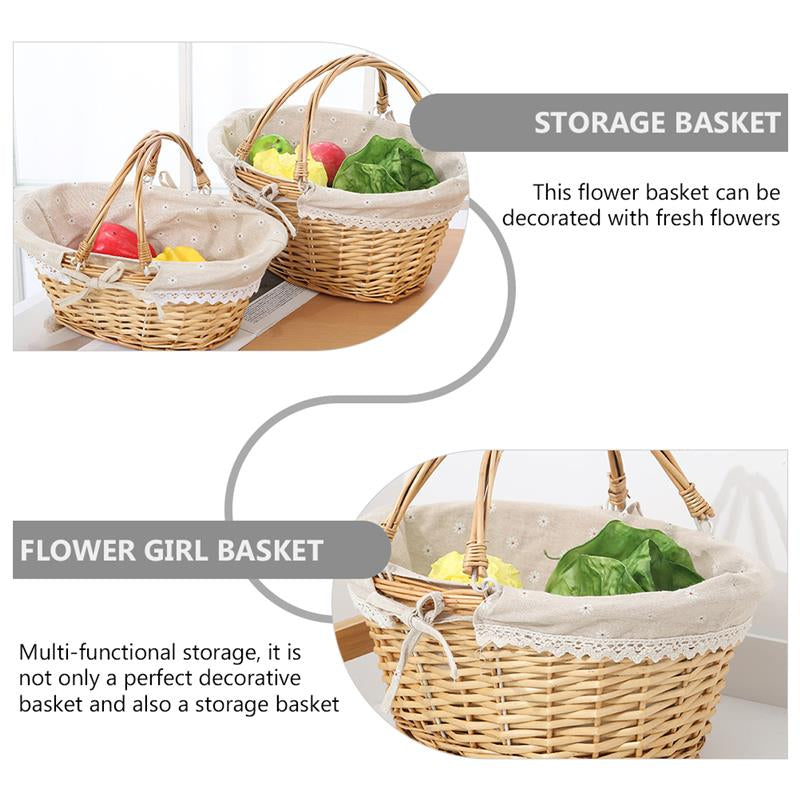 Willow Flower Girl Basket - Rustic Wicker Storage & Decor
