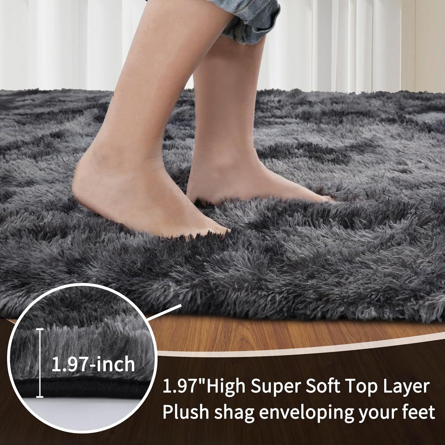 Sour Lemon Shaggy Rug - Plush, Non-Slip, Easy Clean - 3 Sizes