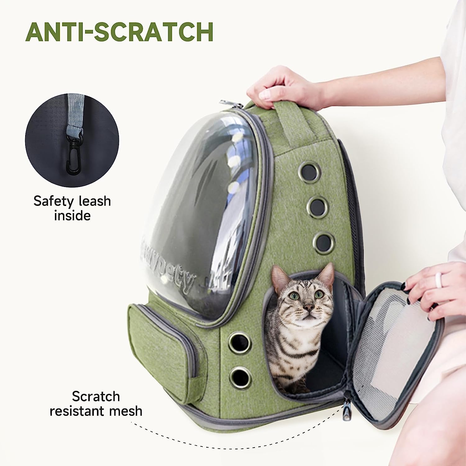 Space Capsule Cat Backpack: Transparent, Double Shoulder