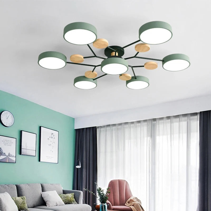 Modern Macaron Chandelier - 3-Color Dimmable LED Light