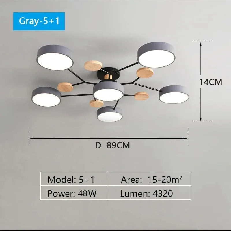 Modern Macaron Chandelier - 3-Color Dimmable LED Light
