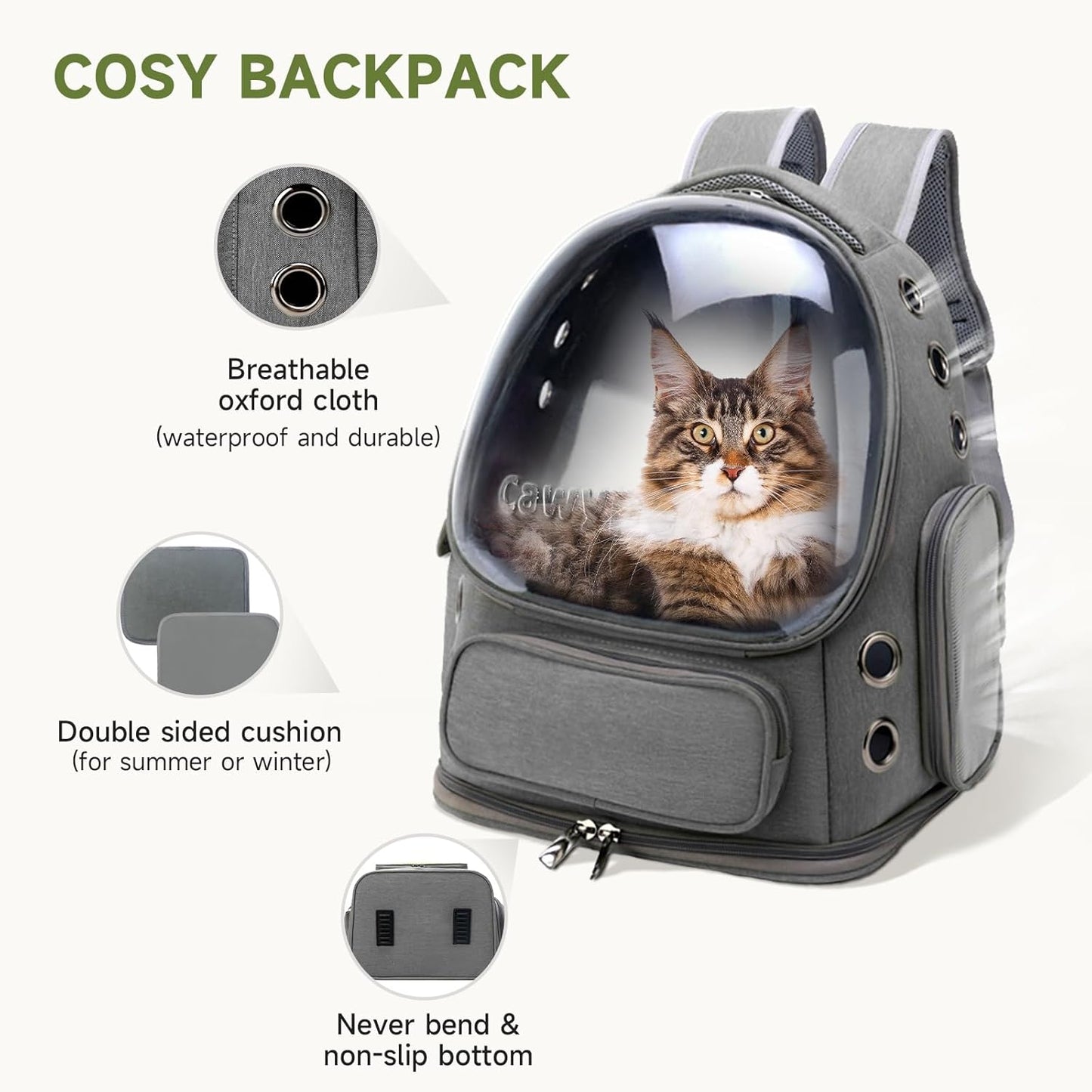 Space Capsule Cat Backpack: Transparent, Double Shoulder