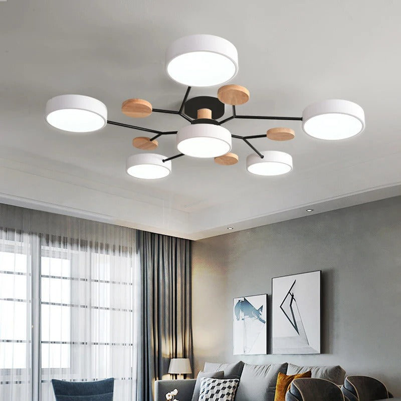 Modern Macaron Chandelier - 3-Color Dimmable LED Light