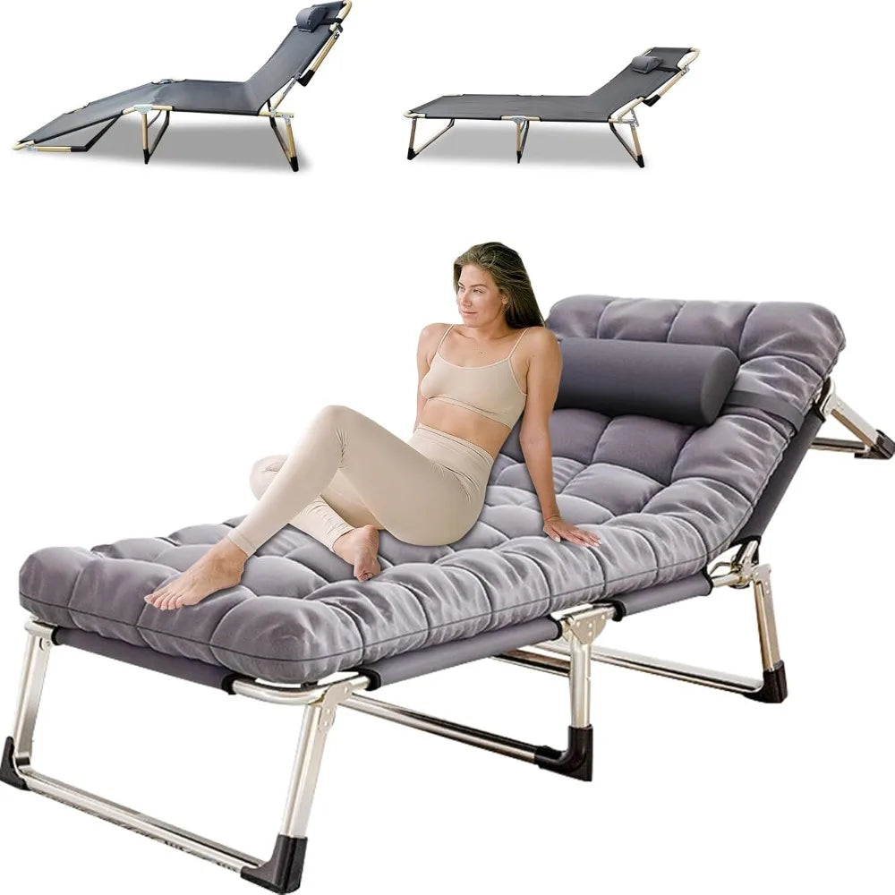 Reclining Camping Cot - Portable, 500 lb Capacity, 5-Level Adjust