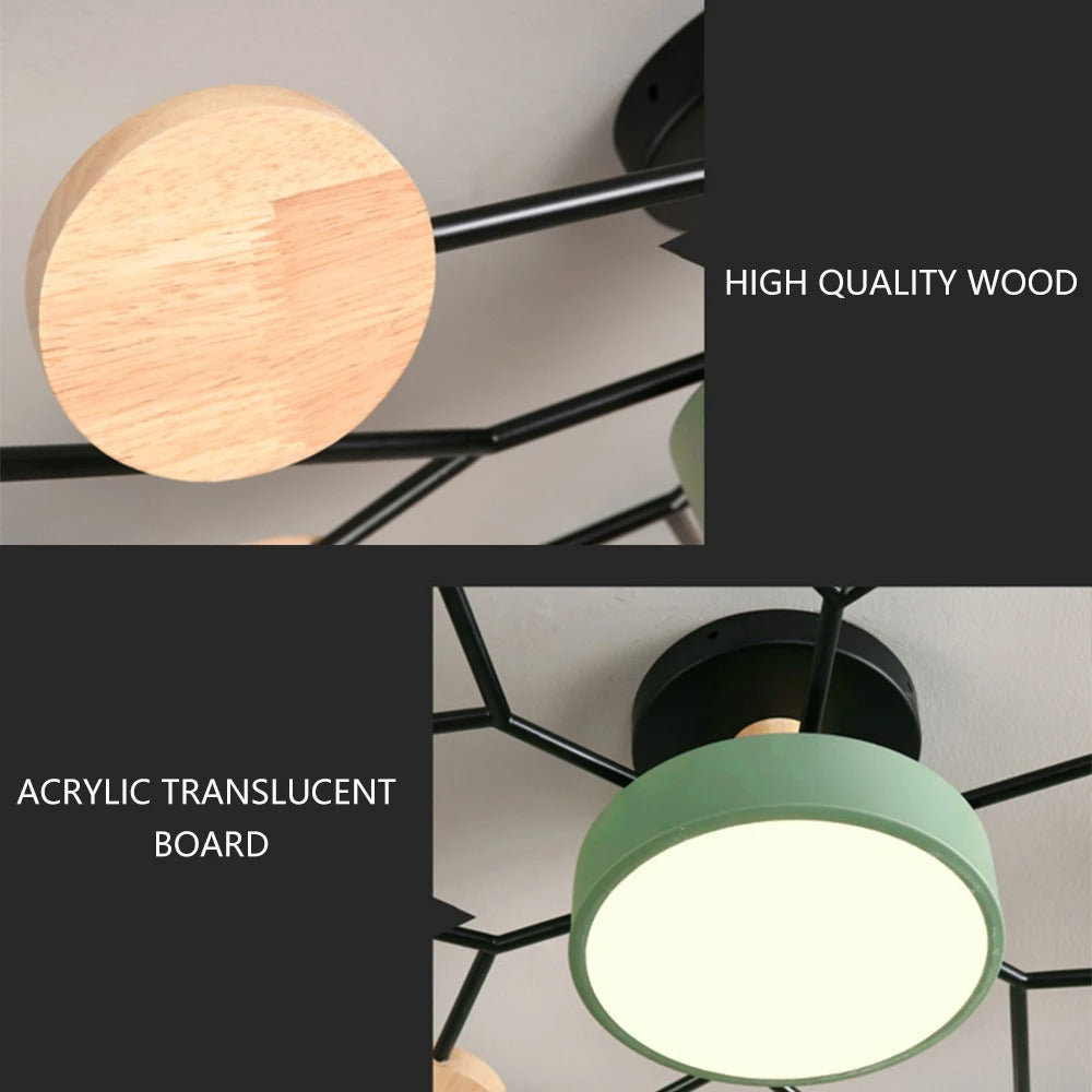 Modern Macaron Chandelier - 3-Color Dimmable LED Light