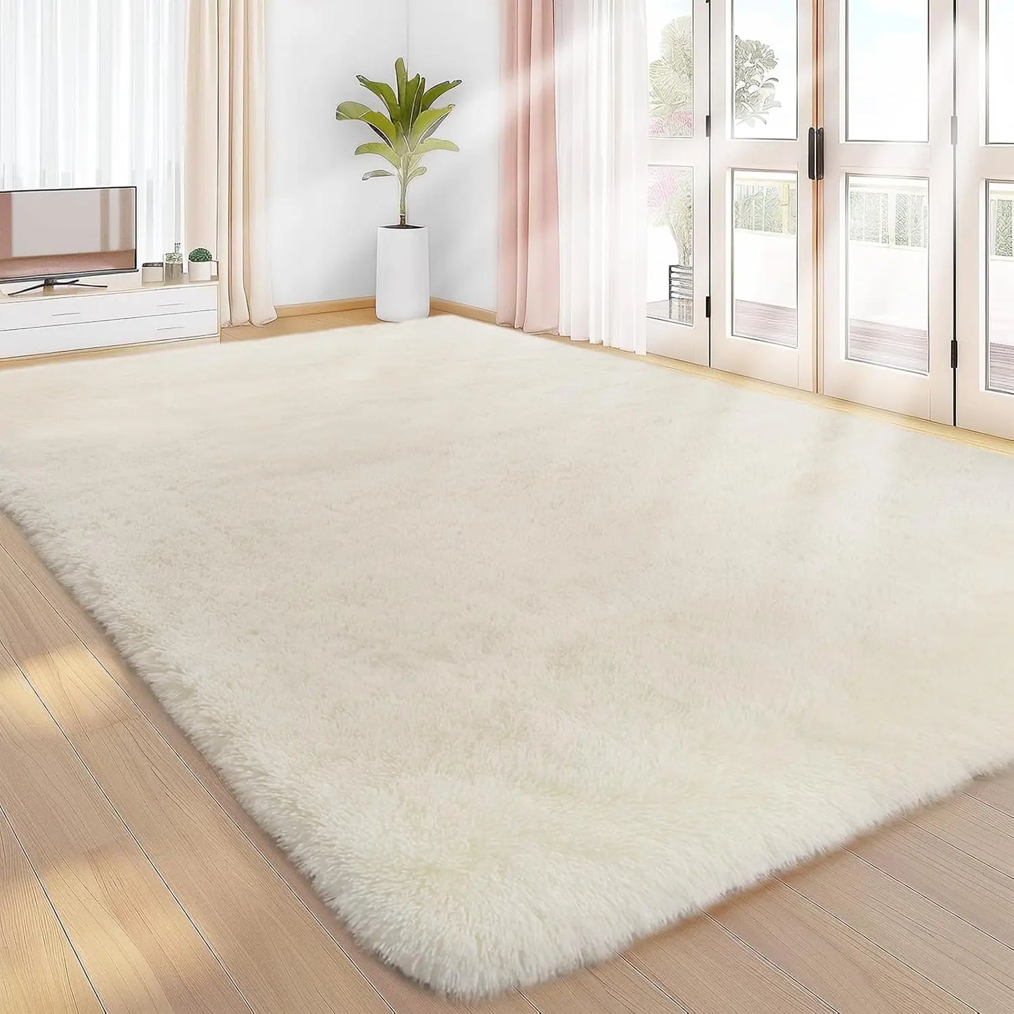 Sour Lemon Shaggy Rug - Plush, Non-Slip, Easy Clean - 3 Sizes