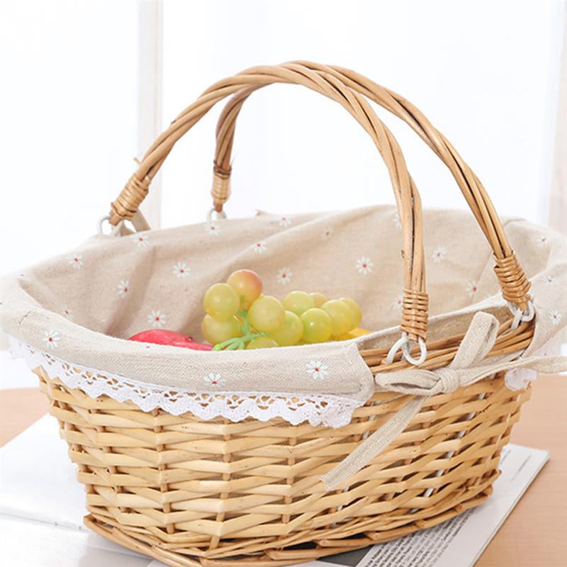 Willow Flower Girl Basket - Rustic Wicker Storage & Decor