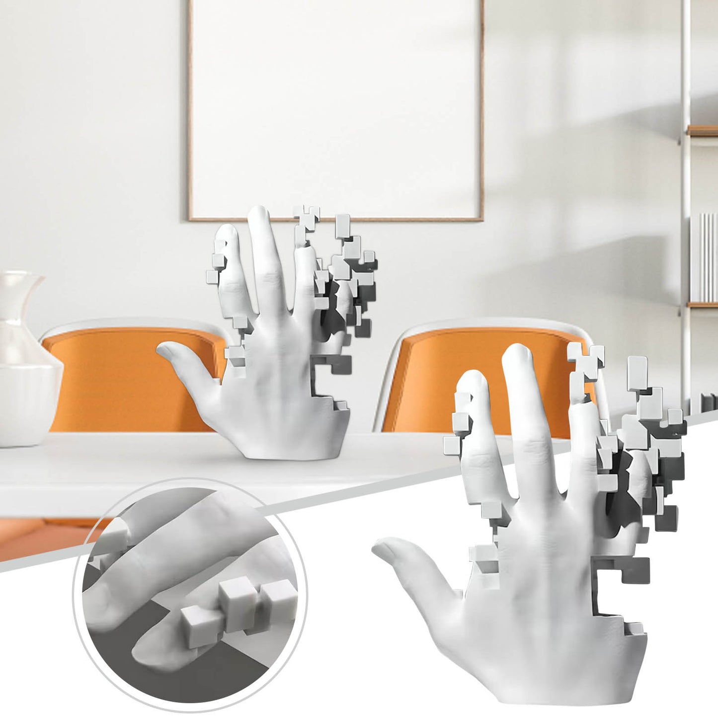 Abstract Resin Hand Sculpture - Vintage Living Room Decor