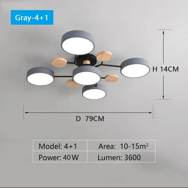 Modern Macaron Chandelier - 3-Color Dimmable LED Light