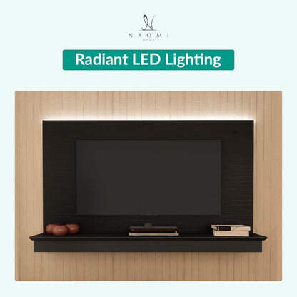 Black Floating Entertainment Center - LED & Cable Management