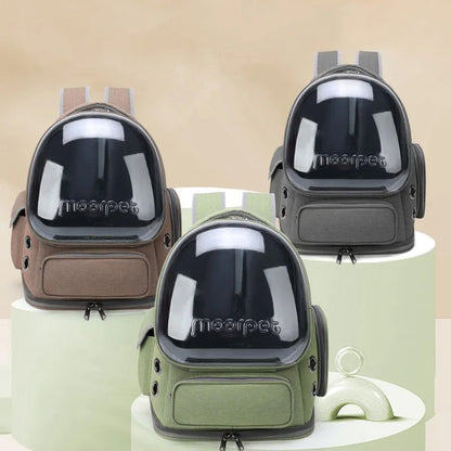 Space Capsule Cat Backpack: Transparent, Double Shoulder